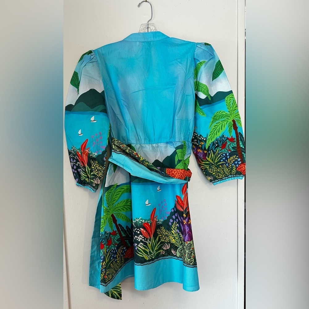 Tuckernuck Celina Moon Wrap Tropical Print Cotton Mini Dress Size Small NWT - Picture 5 of 8